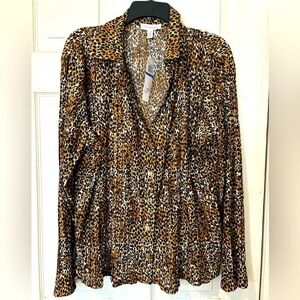 RIO & RIAN NWT Long Sleeve Leopard Print Blouse